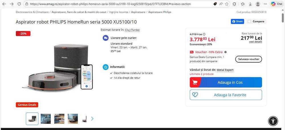 Aspirator robot PHILIPS HomeRun seria 5000 XU5100/10