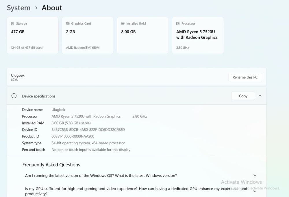 Lenovo noutbuk Ryzen 5