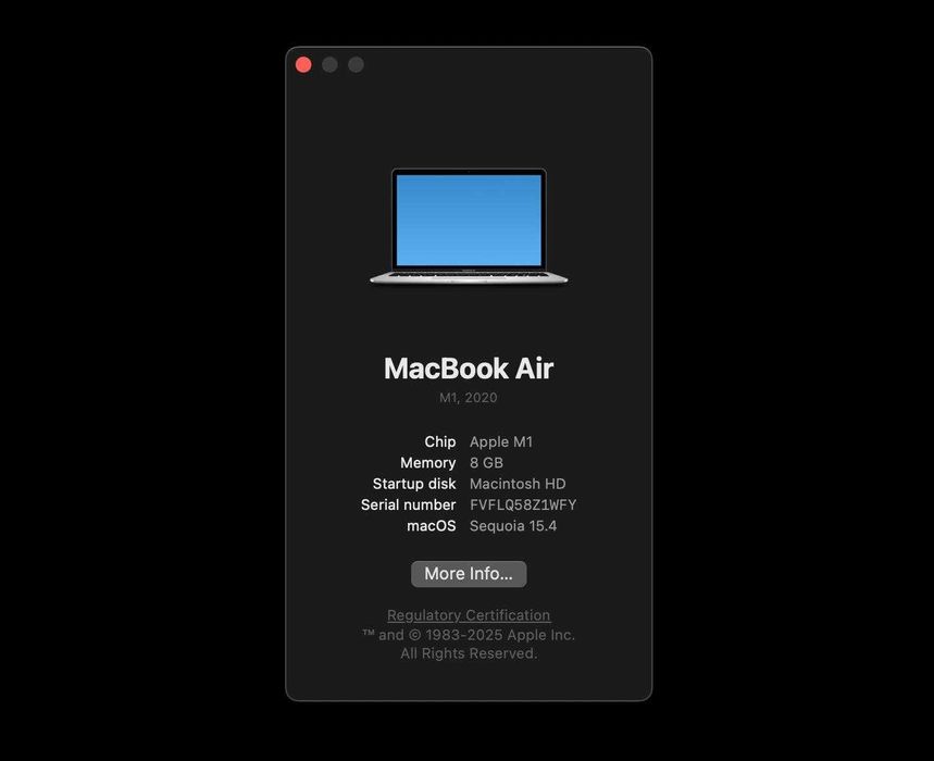 MacBook Air 13-inch,procesor Apple M1, 8CPU si 7GPU,8GB,256GB, Silver