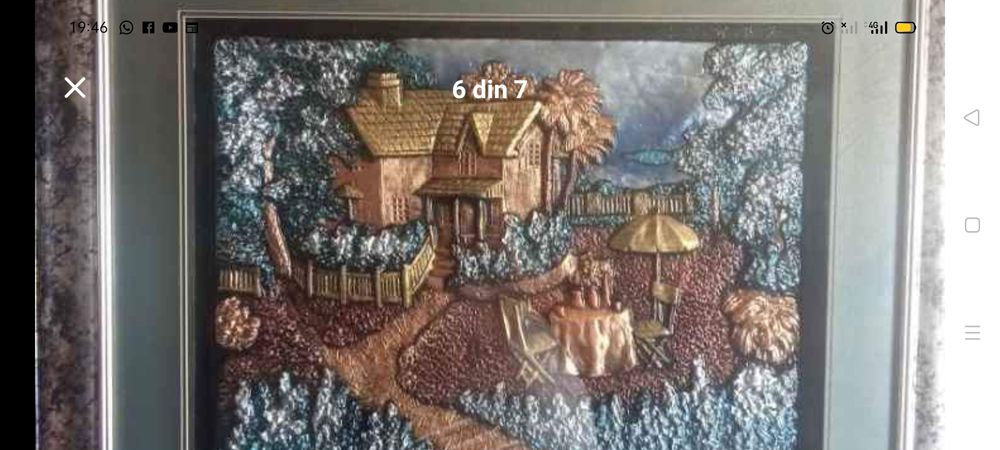 Tablou  lucrat manual din foaie  de cupru