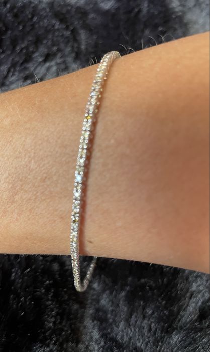 Невероятна тенис гривна от бяло злато и натурални диаманти