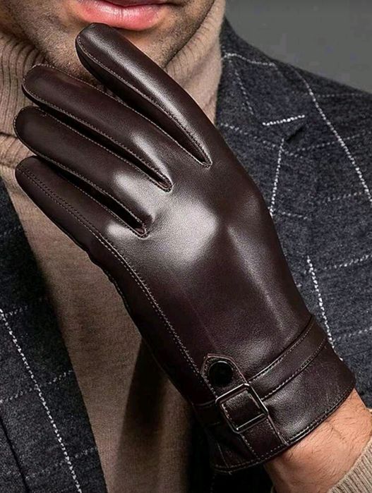 Чисто нови модерни мъжки кожени ръкавици в кафяв цвят !