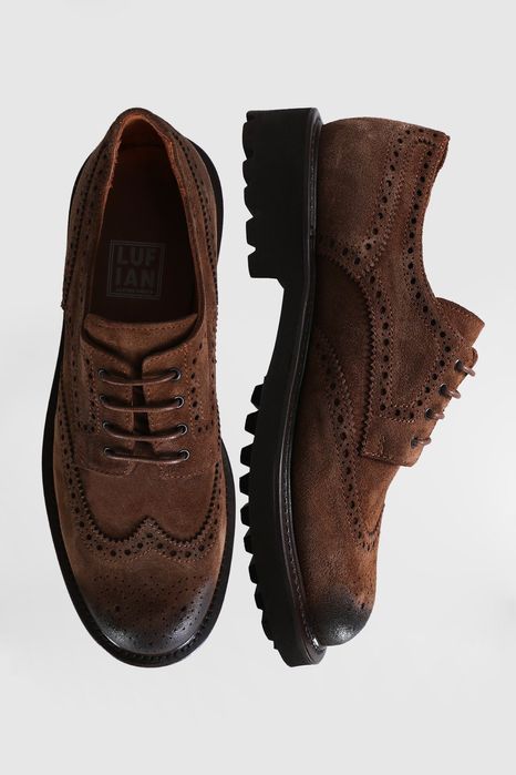 Pantofi Oxford din piele naturală întoarsă, mărimea 43