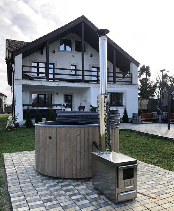 Джакузи с хидро масаж и аеро масаж печка на дърва 27KW