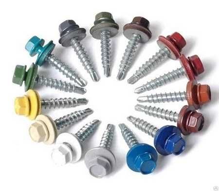 Крашеные саморезы для кровли