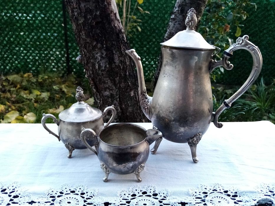 Посребрен винтидж комплект