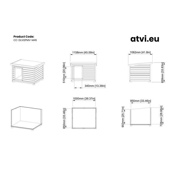 Cusca Caine Lemn Izolata 4 cm cu Profile Metalice Antiros Vopsite - Acoperis Rabatabil - 3 Marimi - Fabricat in Romania - atvi.eu