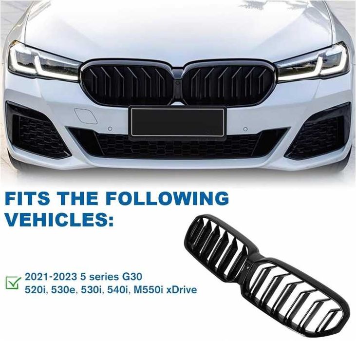 Двойни Бъбреци Решетки За BMW 5 SERIES G30 G31 LCI БМВ 5-та Серия Facelift BMW G30 G31 G38 2020г.-2023г. Черен Гланц Лак
