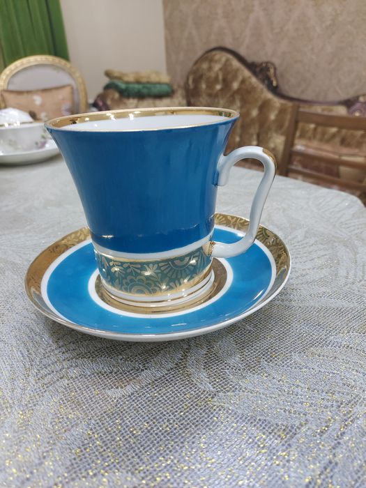 Чайная пара "Бирюза".СССР ЛФЗ