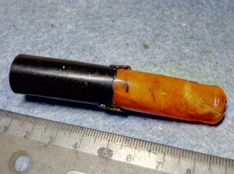 Старинно Царско Руско КЕХЛИБАРЕНО ЦИГАРЕ Кехлибар със СРЕБЪРЕН Обков