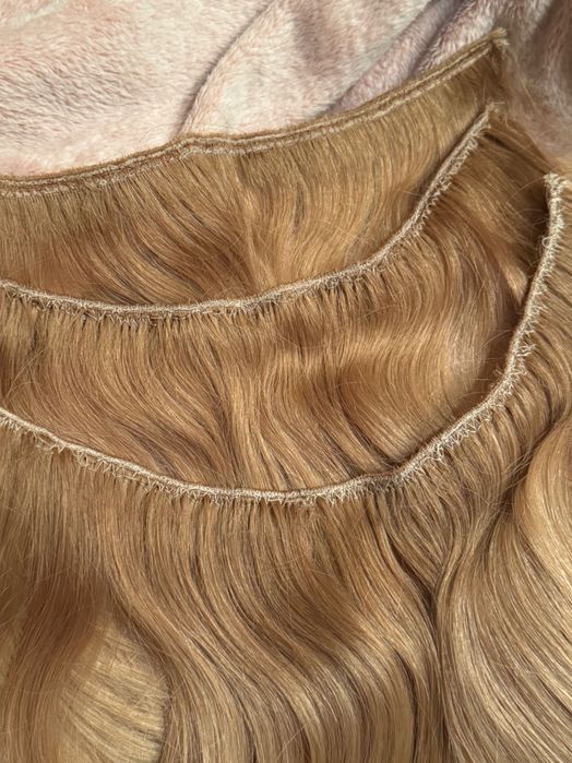 Естествена руска коса – 100 гр, weft, капси / пришиване, около 60 см