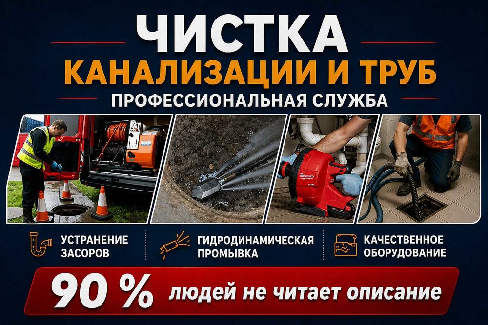 Крот Прочистка канализации Сантехник чистка труб Устранение засоров