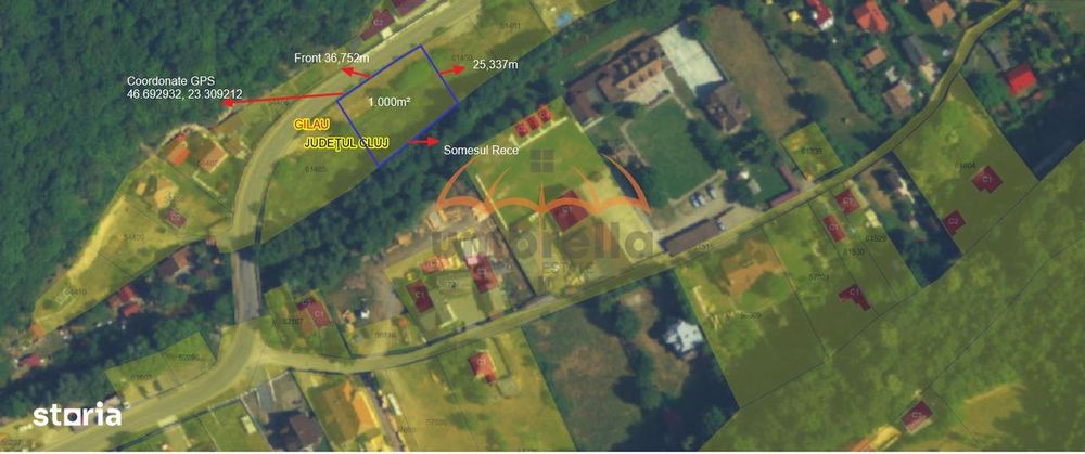 Teren de vanzare intravilan Somesul Rece 1000m²64€ m²