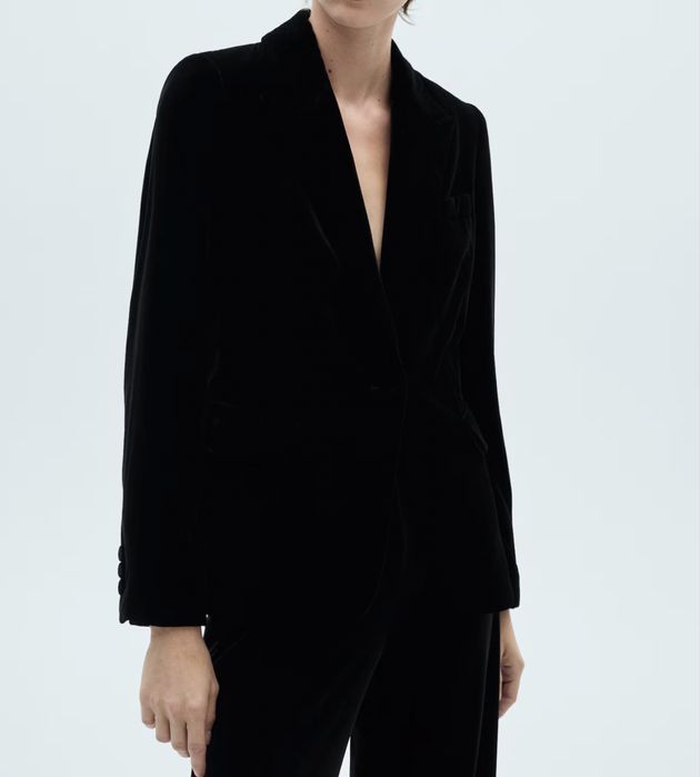 Mango sacou negru catifea S