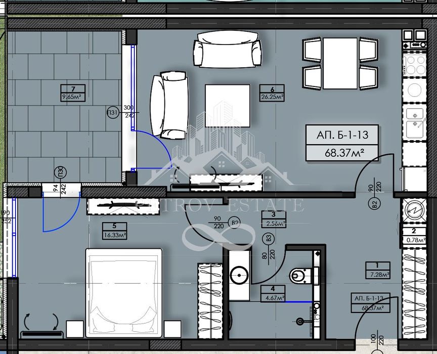 2-стаен в Пазарджик, област-гр.Велинград площ 78 цена 70550