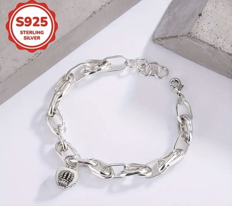 Сребро S925 / Сребърна гривна със зелен цирконий - 20см