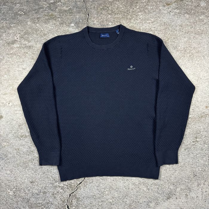 Мъжки пуловер GANT – Тъмносин – Размер L – Вафлена Плетка