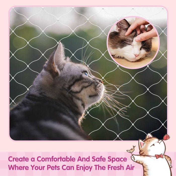 Мрежа за тераса за котки Nobleza 8 x 3 м
