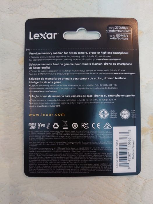 Самая быстрая карта памяти micro sd Lexar 128  Гб