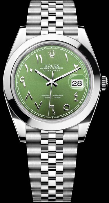 NEW Rolex Datejust 41mm Steel Green Arabic Dial Custom 126300