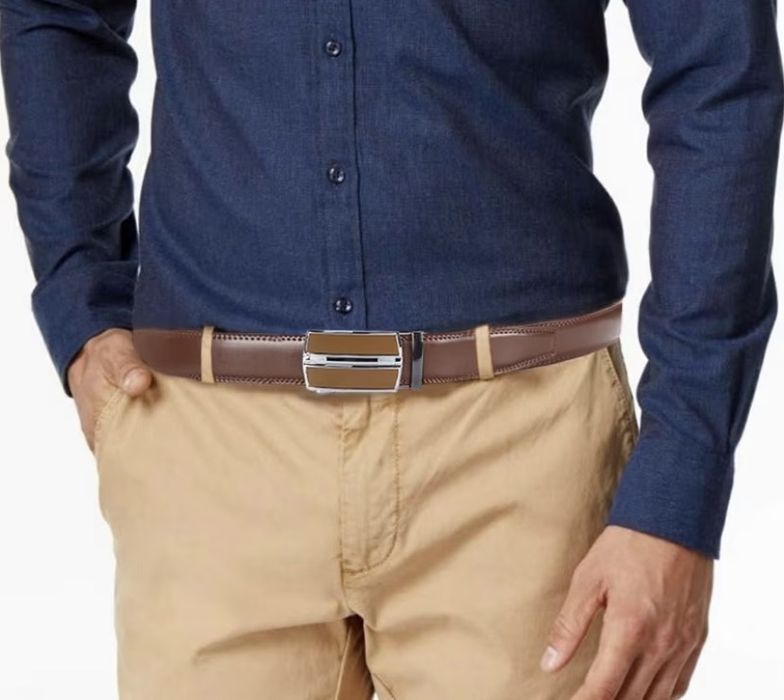 Комплект 2 мъжки колана от естествена кожа с автоматична катарама