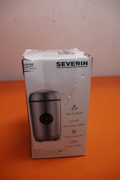 Кафемелачка и мелачка за подправки SEVERIN KM 3879, 150 W, с нож от неръждаема стомана, вместимост 50 г и регулируема степен на смилане
