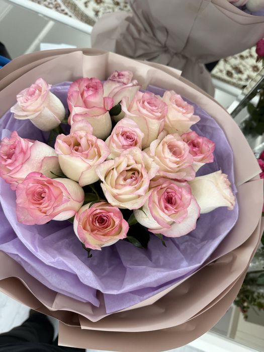 15 розовых роз. Нежный букет