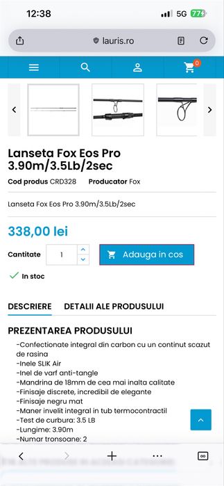 Fox EOS PRO 2 lansete + 2 mulinete okuma custom black cb-80