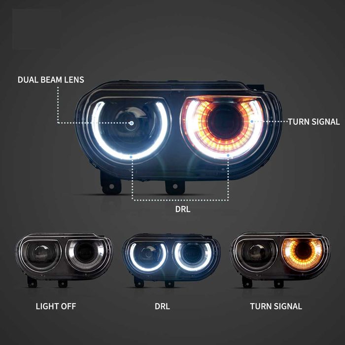 Фарове за Dodge Challenger 08-14 с визията на след 2015