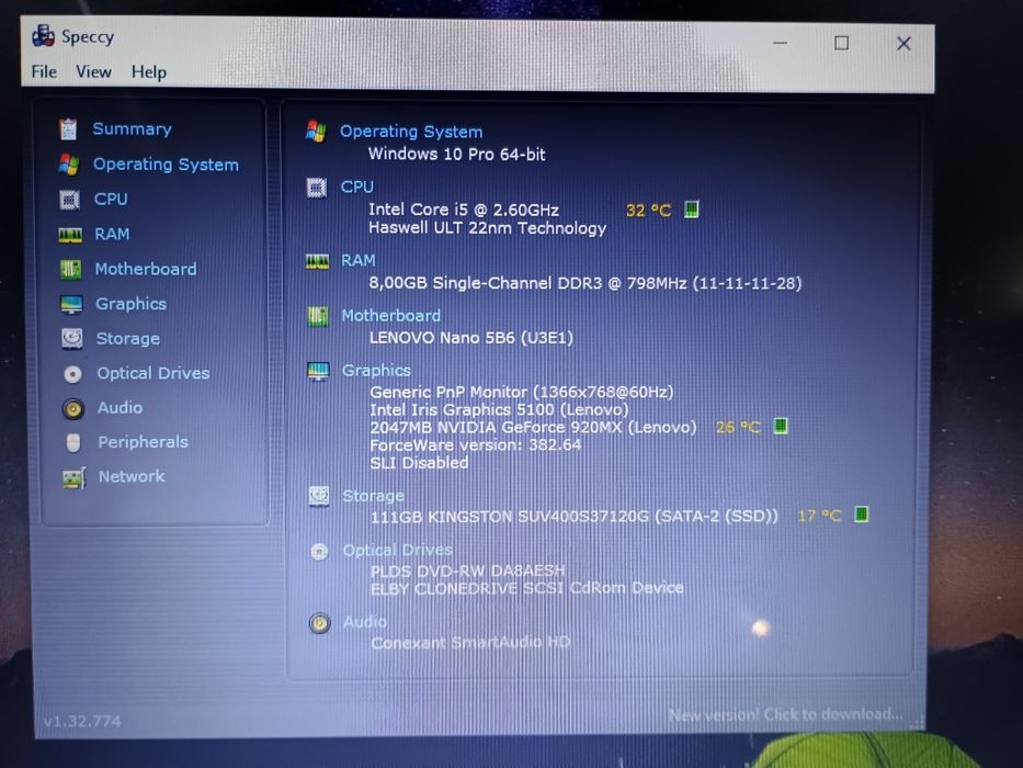 Lenovo IdeaPad 100 - 15IBD, i5-4288u, 2gb video, 8gb ram, ssd 120gb