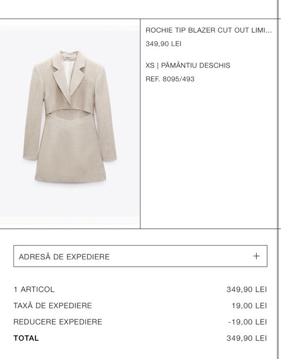 Rochie tip blazer Zara XS