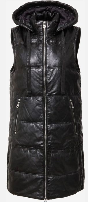 Vestă lungă matlasată din piele naturală