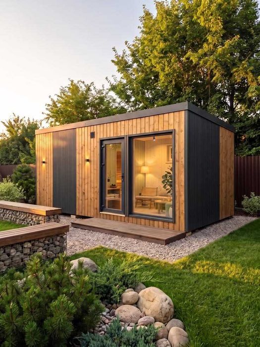 Каркасная баня с террасой 4×6 м
