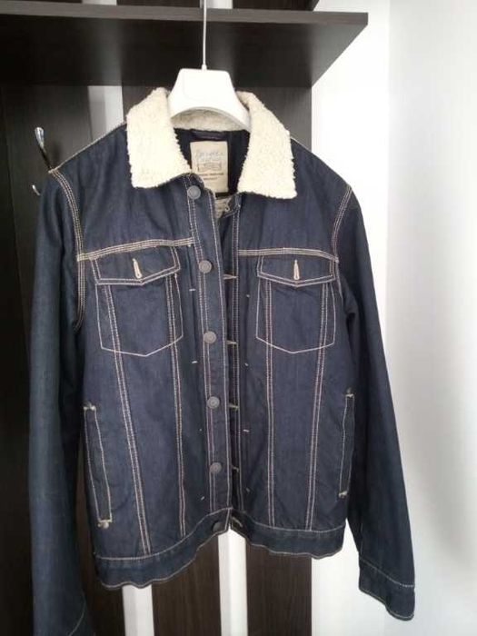 Geacă Denim Bershka Couture cu Blăniță Sherpa – Mărimea L