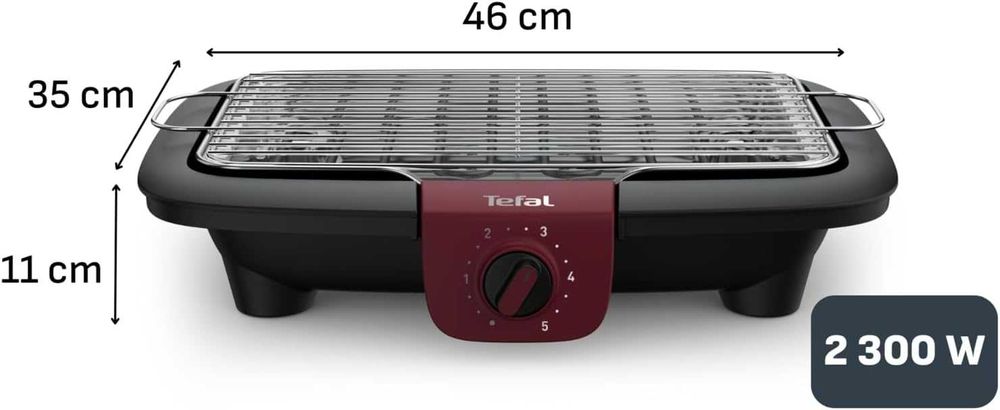 ПРОМО Нова 2г Гаранция Мощна Електрическа Скара Tefal EasyGrill Red BG90E5, 2300W
