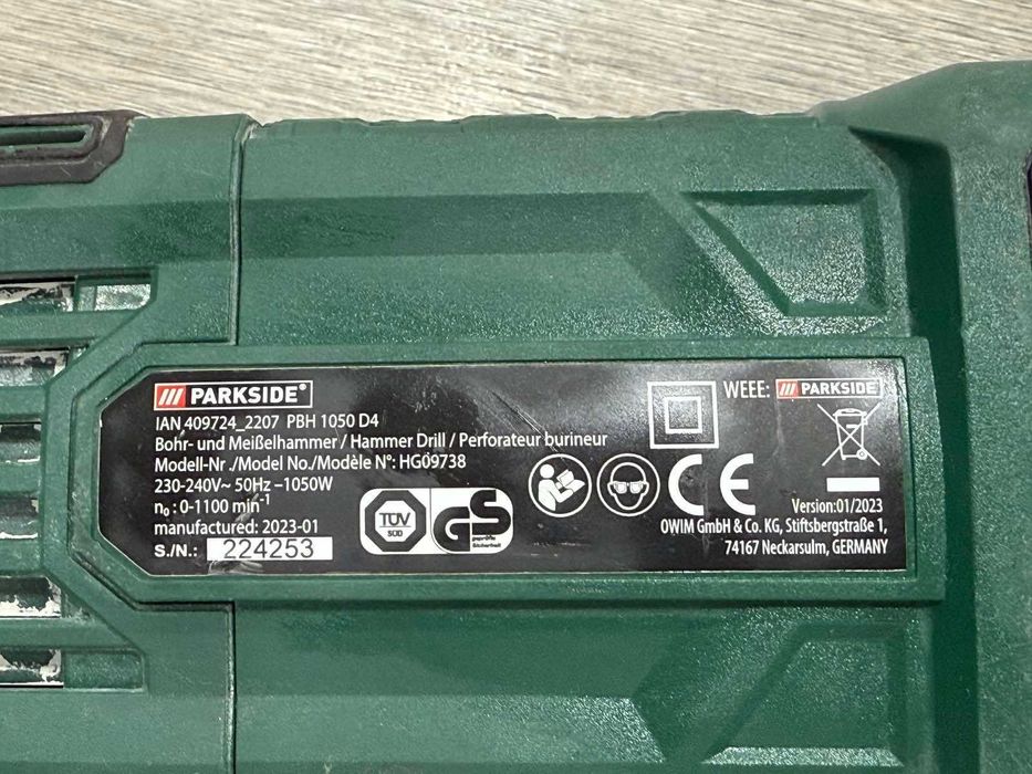 Перфоратор Parkside PBH 1050 D4
