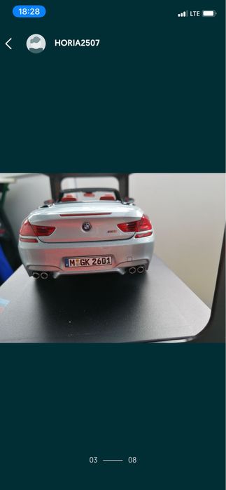 BMW M6 CONVERTIBLE SILVER macheta auto scara 1:18 PARAGON