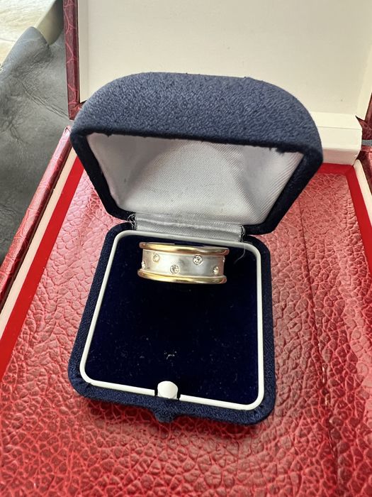 Inel/Verigheta argint cu pietre quartz, placat cu aur ,stare f buna!