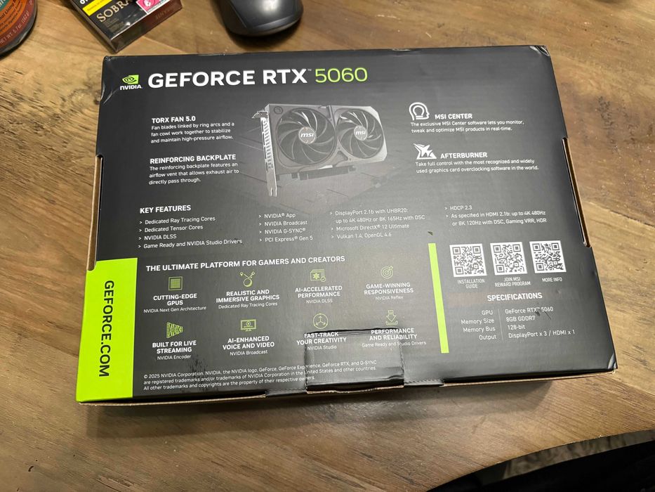 MSI NVIDIA GeForce RTX 5060 8G SHADOW 2X OC - като чисто нова, с гаранция