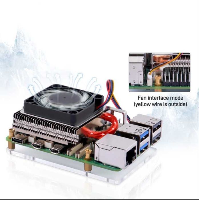 52Pi ултратънък ICE охладител на процесора тип кула за Raspberry