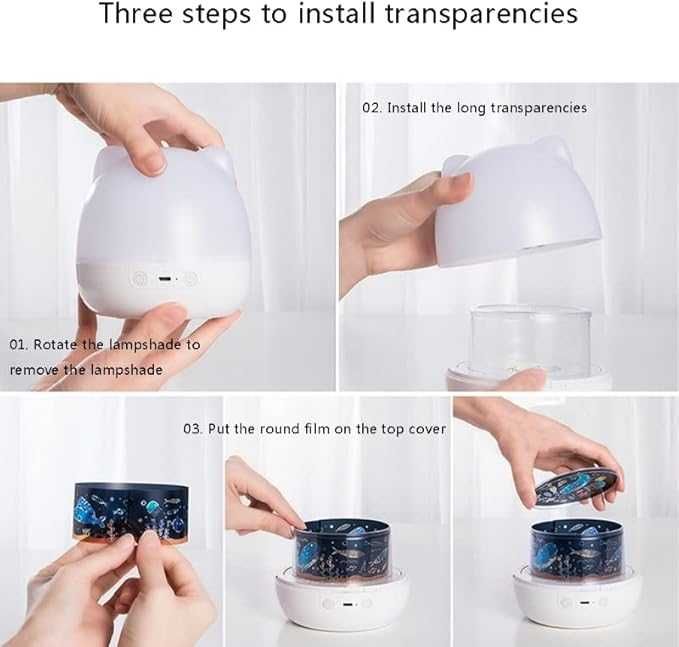 Нощна лампа-проектор, въртяща се със звездна светлина с 6 проекции