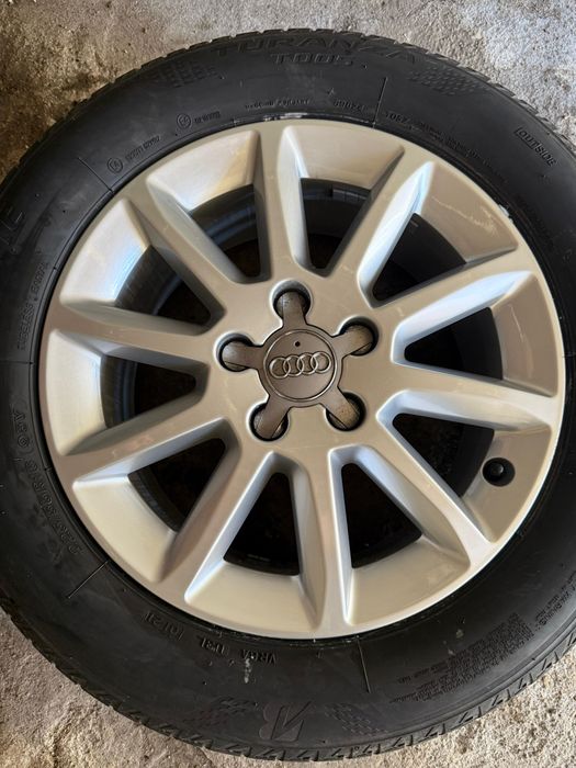 4 Jante originale Audi R16 + Anvelope vară Bridgestone 225/55 R16