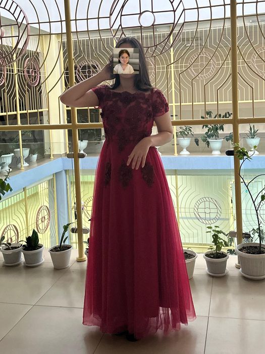 Платье вечернее бордовое