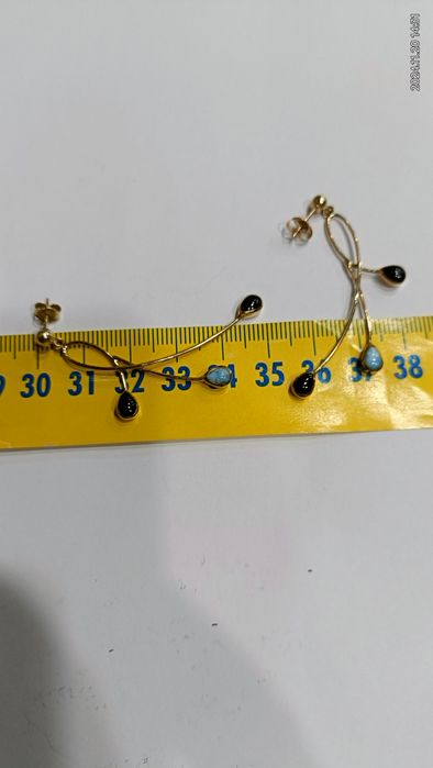 Vind cercei din aur 14kt cu larimar și onix
