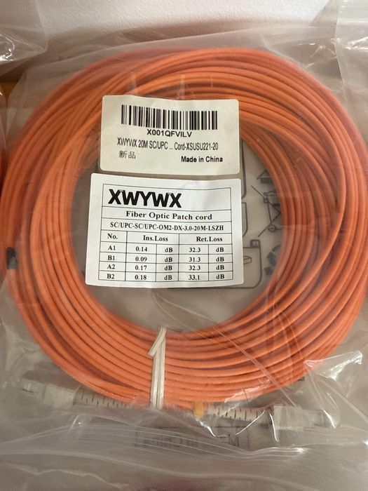 Cablu patch fibră optică 20m OM2/OM4 DX LSZH 3.0mm,duplex,LC FC SC ST