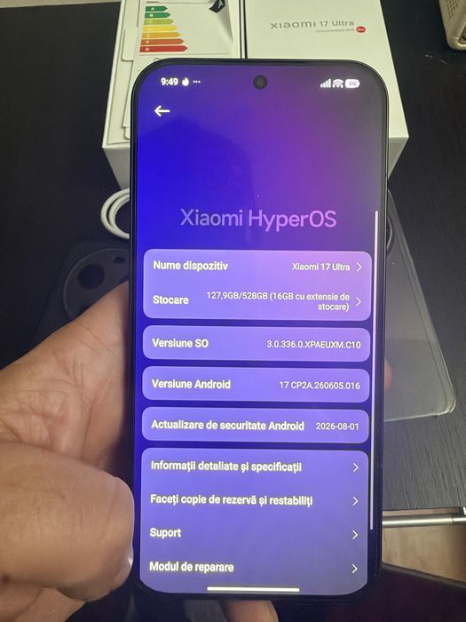 Xiaomi 17ultra 512gb negru  8cicluri