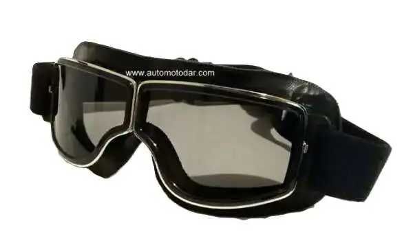 Комплект Отворена кожена каска за мотор с очила