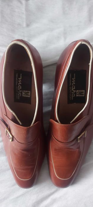 Pantofi piele maro toc mic unisex