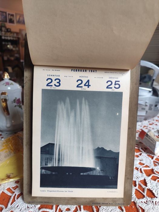 Стар календар 1947 година Швейцария