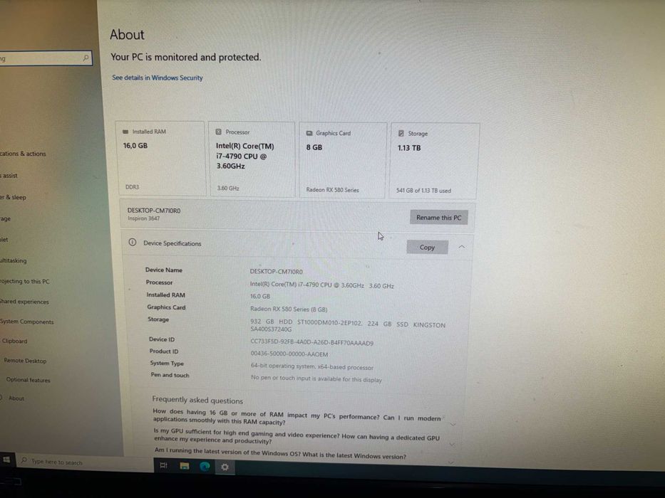 Calculator gaming I7, 16GB RAM, Video 8 GB GDDR 5